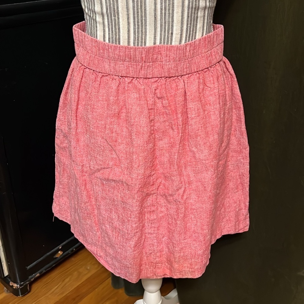 Loft Red linen mini Skirt small - Picture 2 of 6